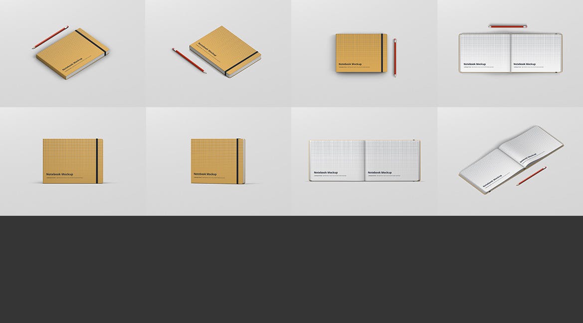 8款办公用品笔记本设计展示样机 Notebook Mockup Landscape Format_img_2