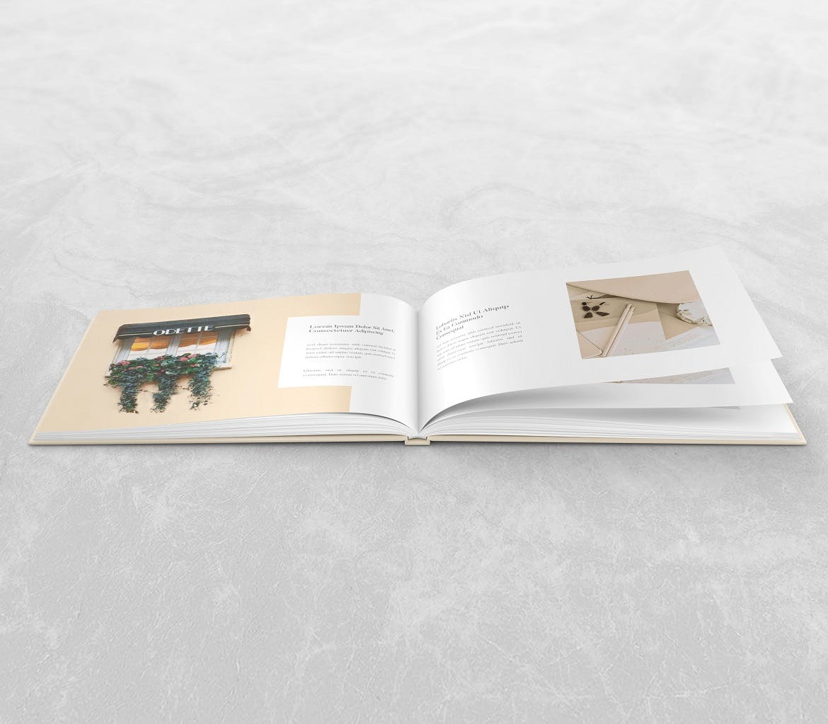 横版精装书画册设计展示样机 Landscape Book - Mockup_img_2