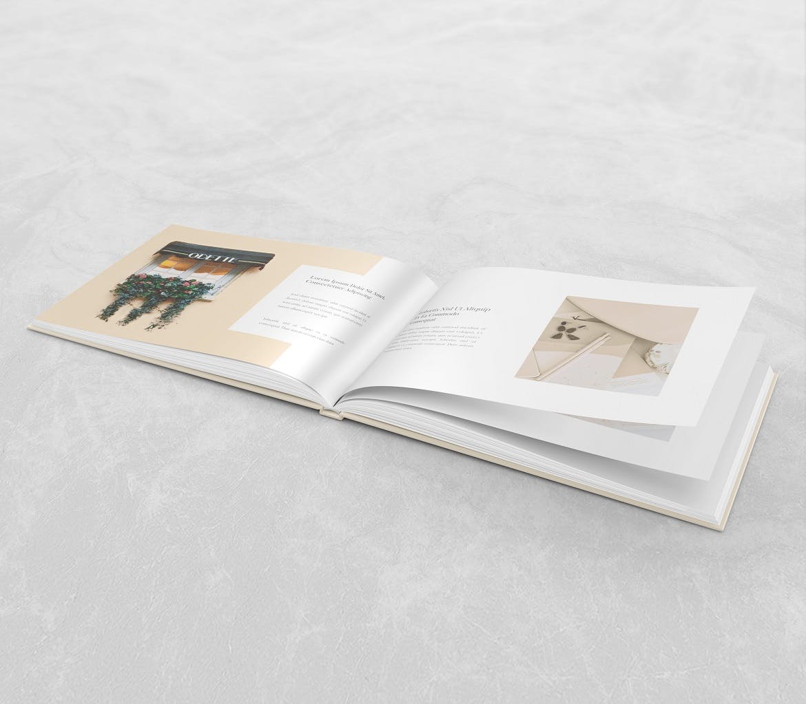 横版精装书画册设计展示样机 Landscape Book - Mockup_img_2