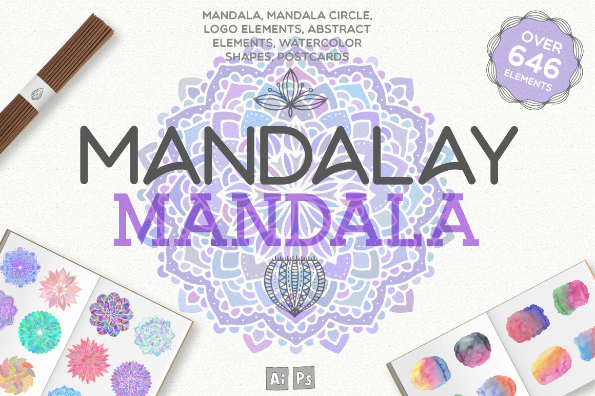 646个手绘曼陀罗元素矢量图案素材 Mandalay Mandala [646 Elements]_img_2