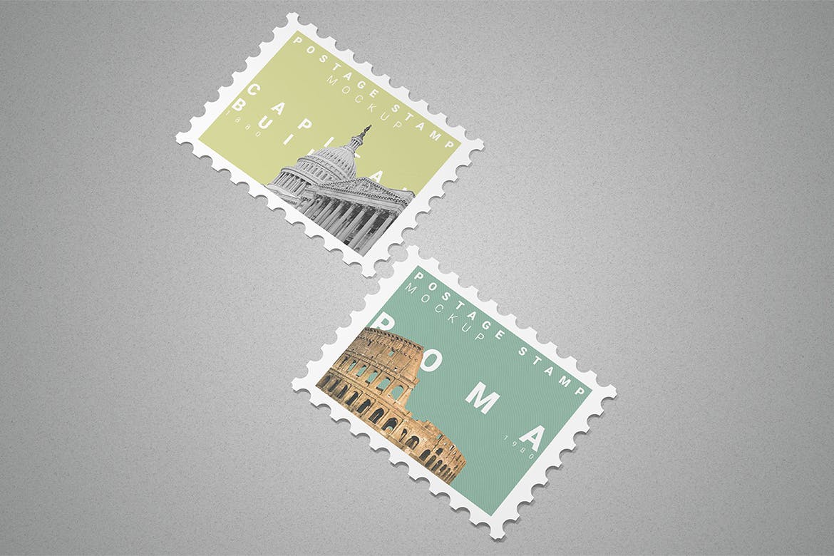 10款集邮纪念邮票文创设计样机模板 Postage Stamp Mockup 10 PSD Files_img_2