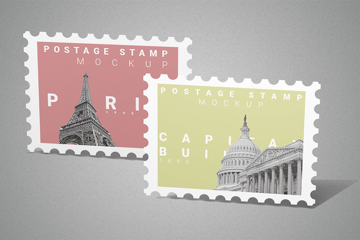 10款集邮纪念邮票文创设计样机模板 Postage Stamp Mockup 10 PSD Files_img_2