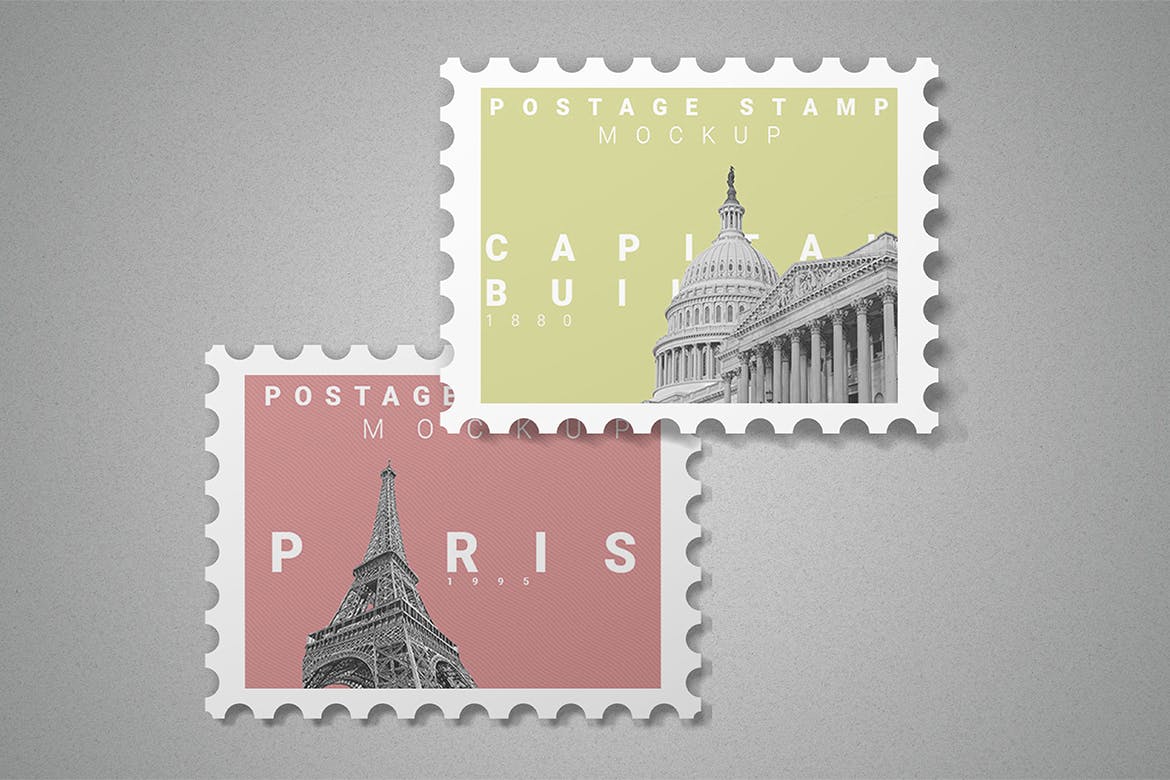 10款集邮纪念邮票文创设计样机模板 Postage Stamp Mockup 10 PSD Files_img_2