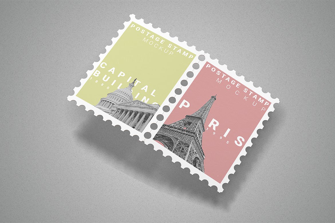 10款集邮纪念邮票文创设计样机模板 Postage Stamp Mockup 10 PSD Files_img_2