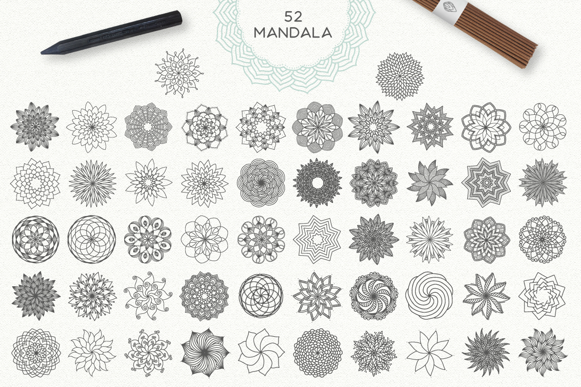 630多个曼陀罗花圈图案矢量素材 Mandala Collection [630 Elements]_img_2