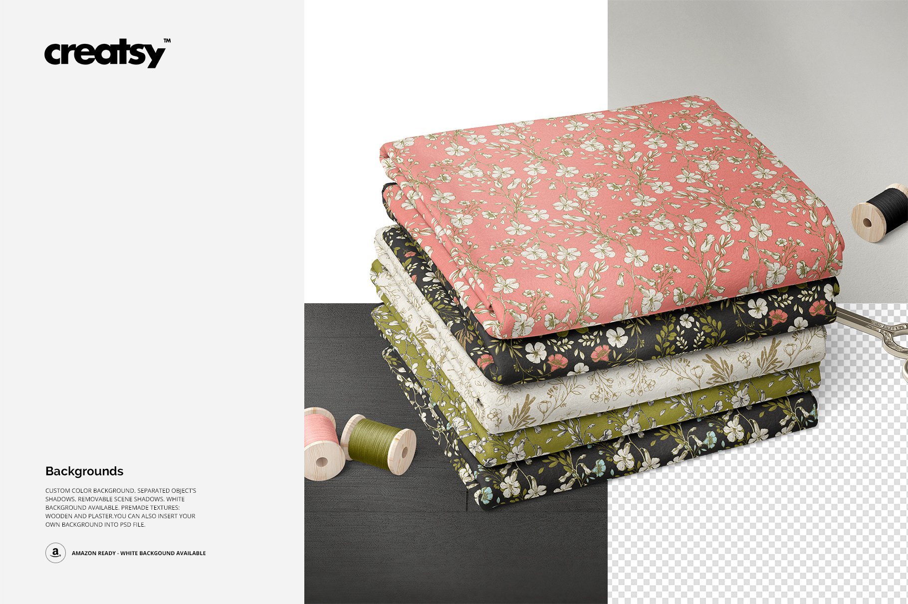 折叠纺织面料布料印花设计展示样机 Folded Fabrics Mockup 02/FF v.6_img_2