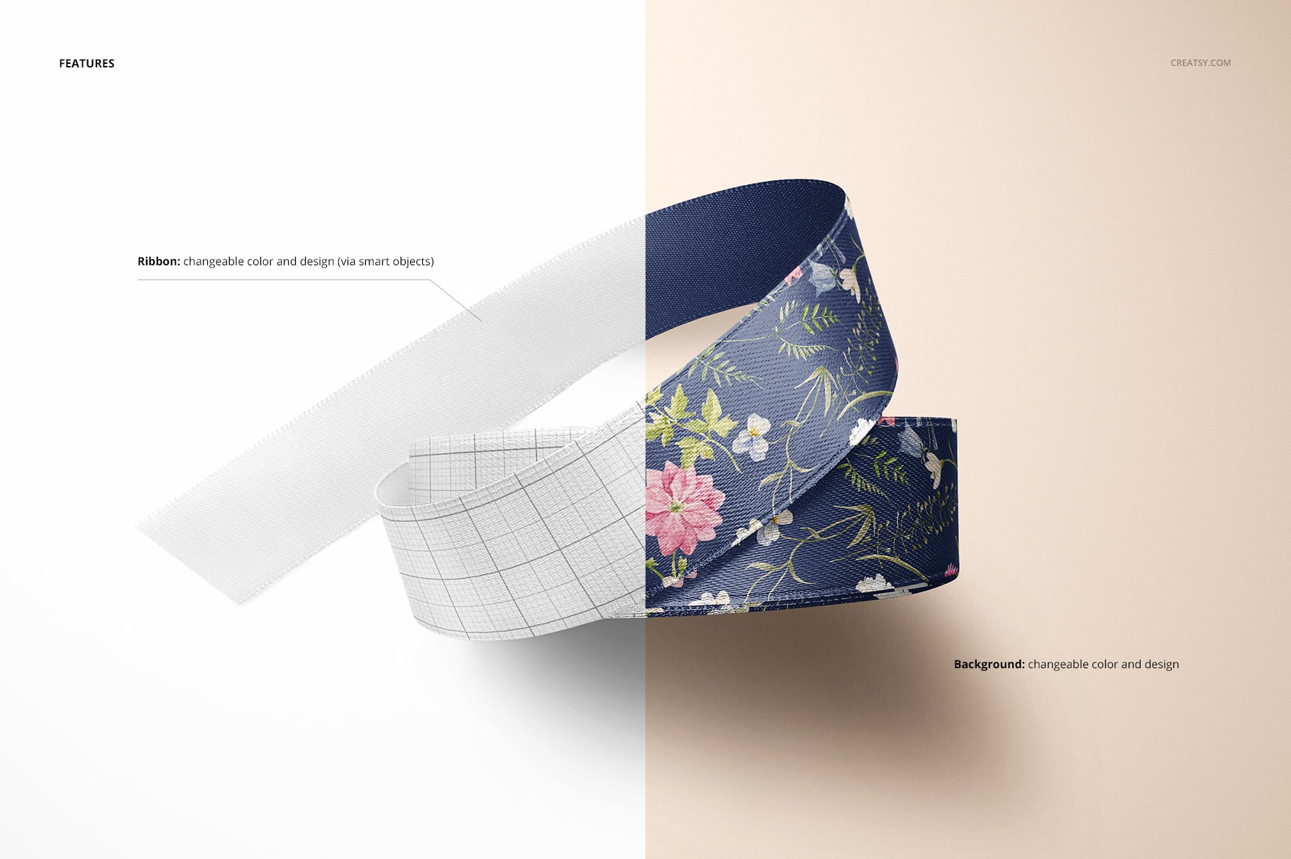 丝带印花设计展示样机集 Ribbon Mockup Set_img_2