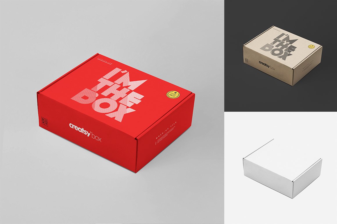 快递包裹纸盒外观设计展示样机集 Mailing Box Mockup Set_img_2