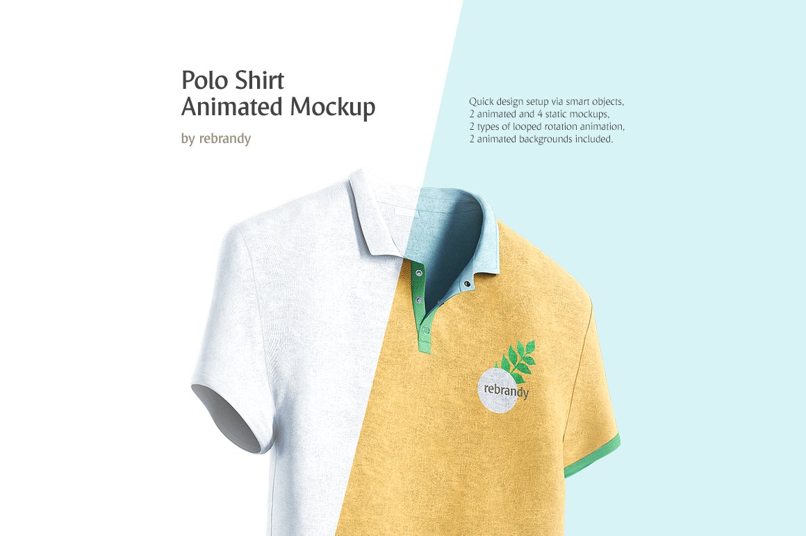 短袖T恤Polo衫设计动态展示样机模板 Polo Shirt Animated Mockup_img_2