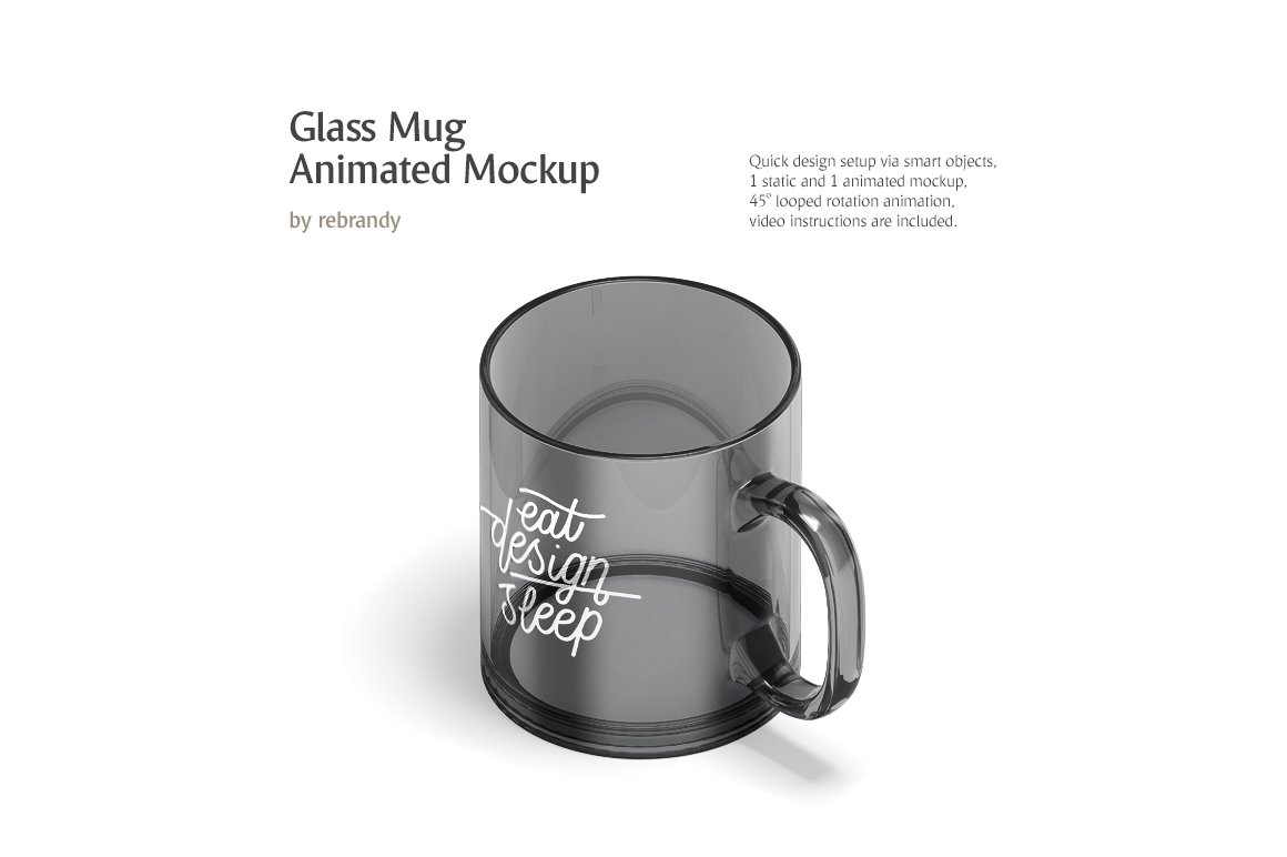 透明玻璃杯设计动态展示样机模板 New Glass Mug Animated Mockup_img_2