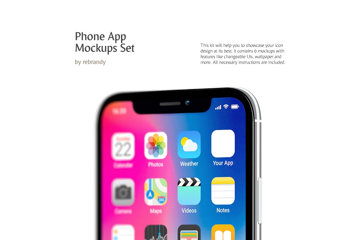 APP应用界面设计手机屏幕演示样机 Phone App Mockups Set_img_2