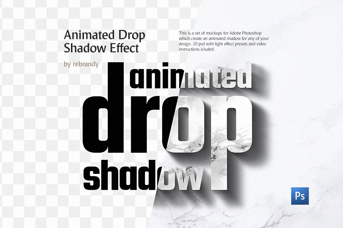 文字标题Logo投影动态效果展示样机模板 Animated Drop Shadow Effect_img_2