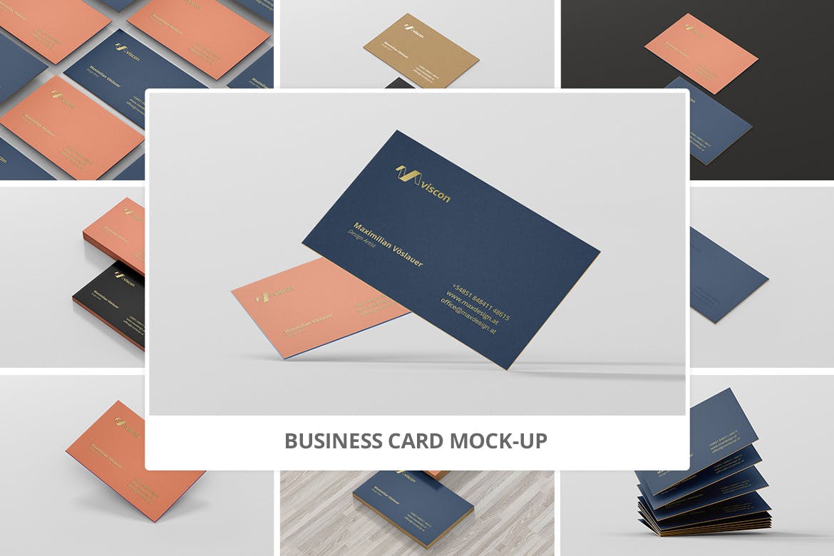 8款逼真商务个人名片卡片设计展示样机 Business Card Mockup_img_2