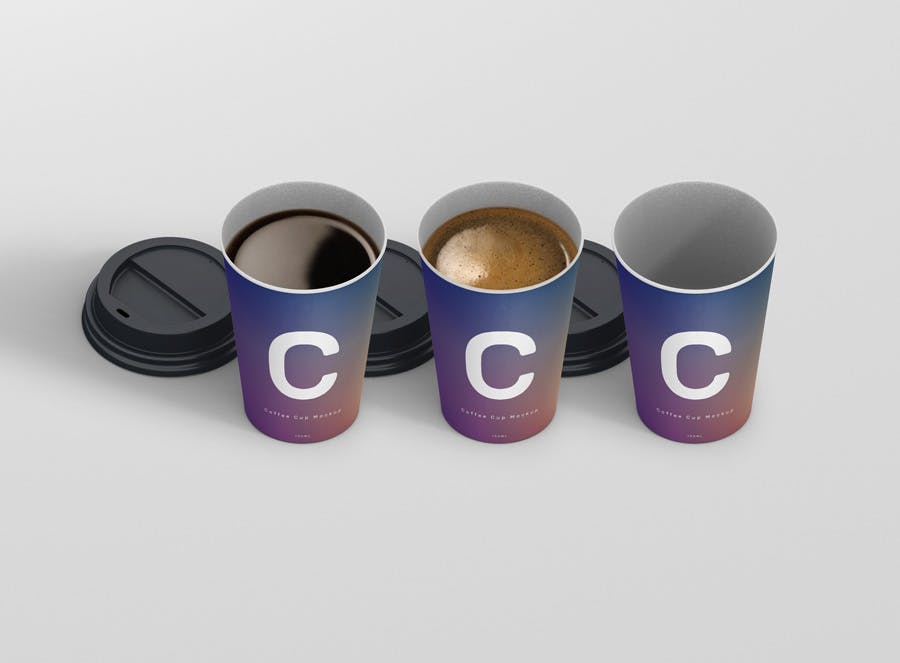 8款一次性外卖咖啡纸杯设计展示样机 Coffee Cup Mockup Small Size_img_2