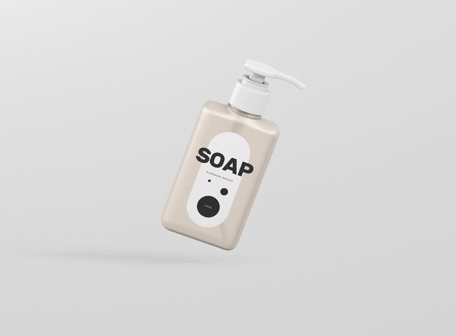 8款洗手液挤压瓶外观设计展示样机 Soap Dispenser Mockup Rectangle Small_img_2