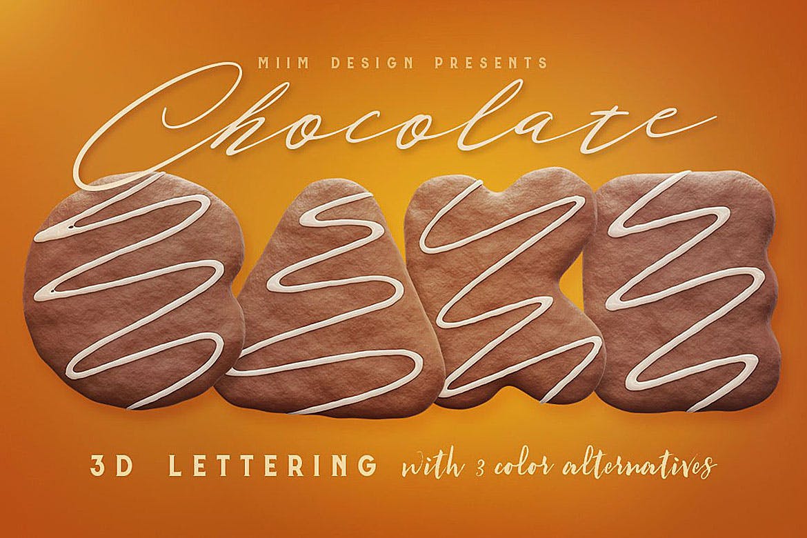 42款高清3D巧克力刻字效果PNG背景素材 Chocolate Cake - 3D Lettering_img_2