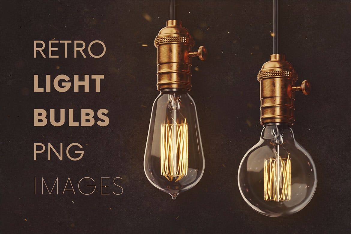 34款复古蒸汽朋克3D灯泡照明灯PNG背景素材 Retro Light Bulbs & Lighting Graphics_img_2