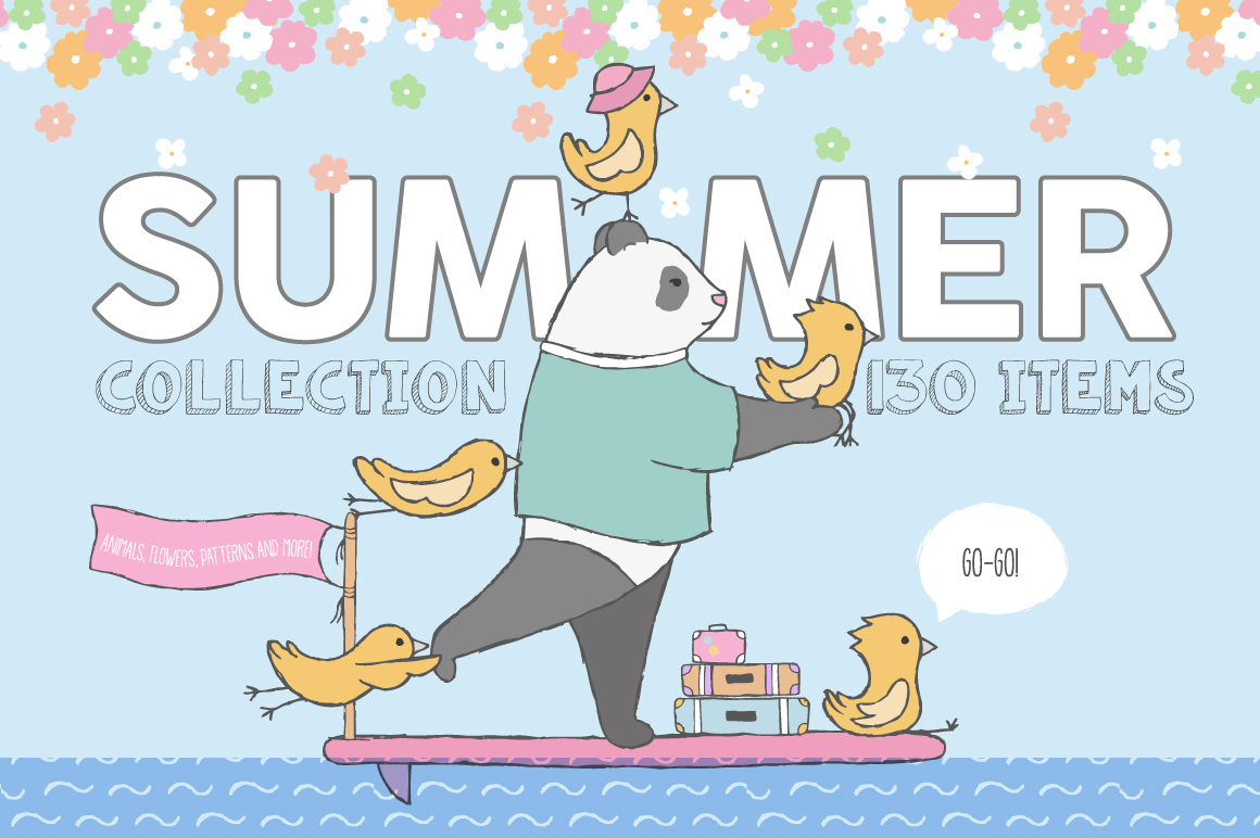 夏季主题手绘卡通熊猫水彩剪贴画素材 Summer Collection_img_2