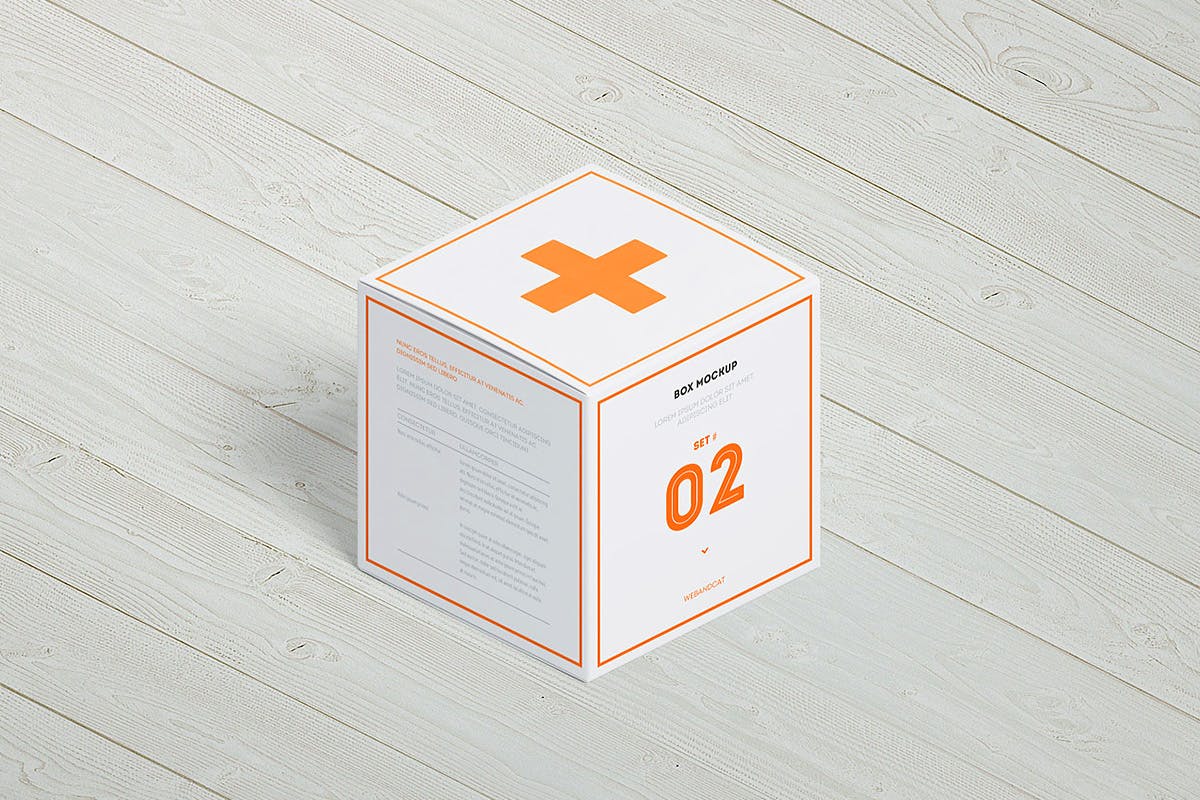 7款方形产品包装纸盒外观设计展示样机模板 Package Box Mockup: Square Box_img_2