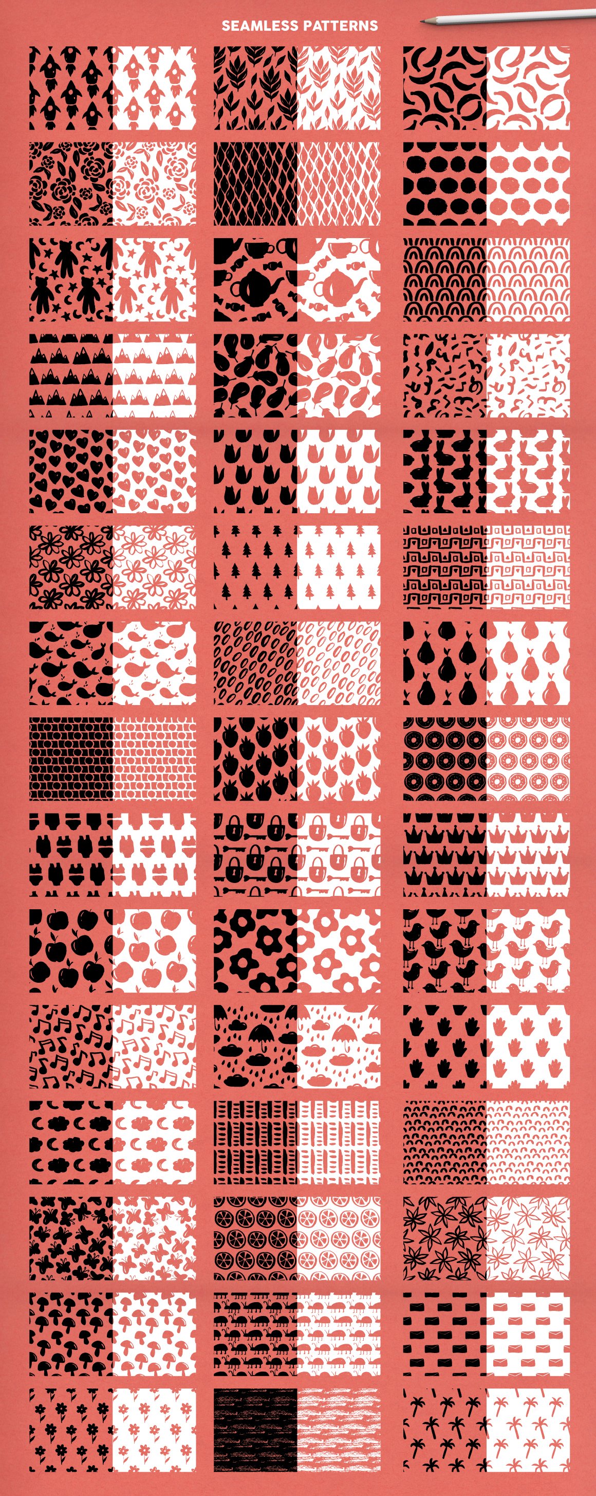 有趣卡通手绘水彩装饰图案背景素材 Watercolor Pattern Creator 2_img_2