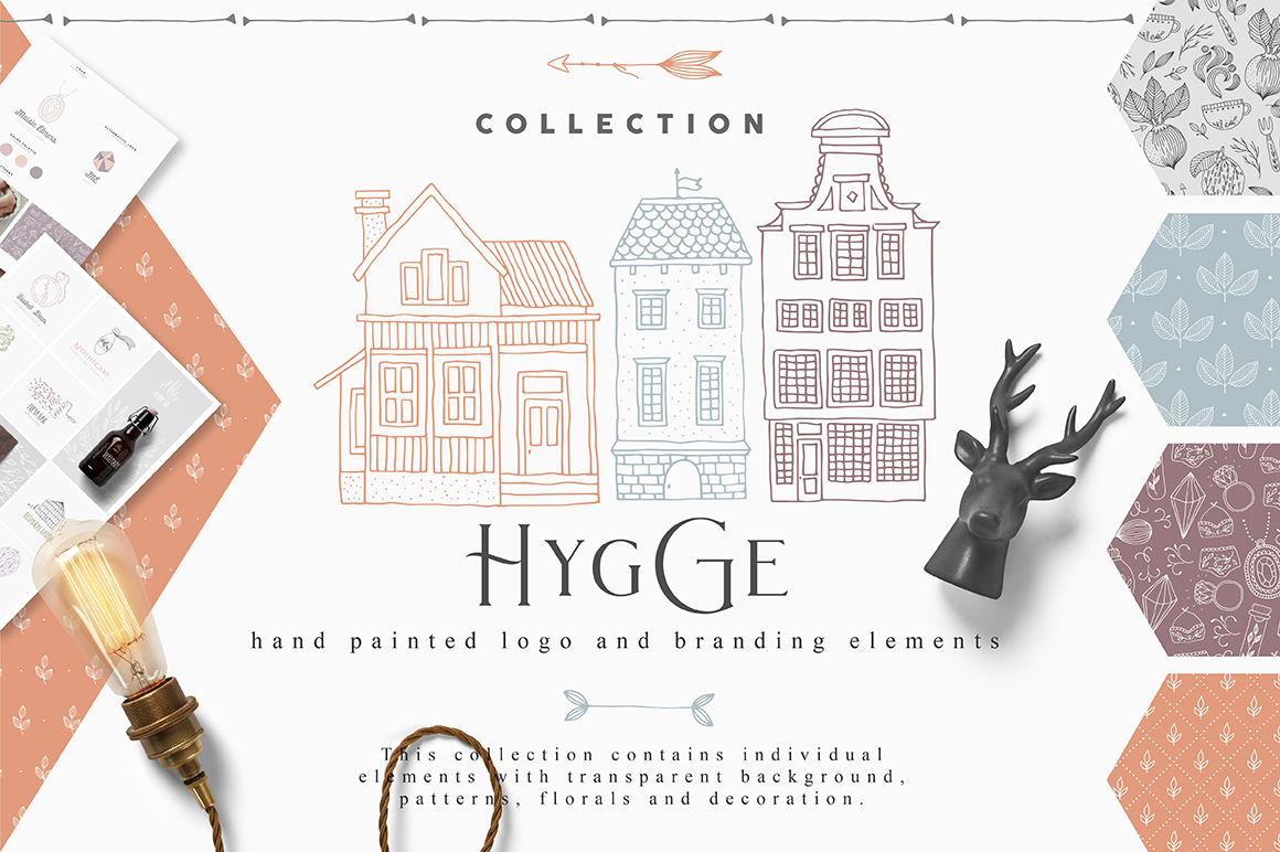 柔美手绘花卉植物元素徽标标志设计矢量素材 Hygge Collection_img_2