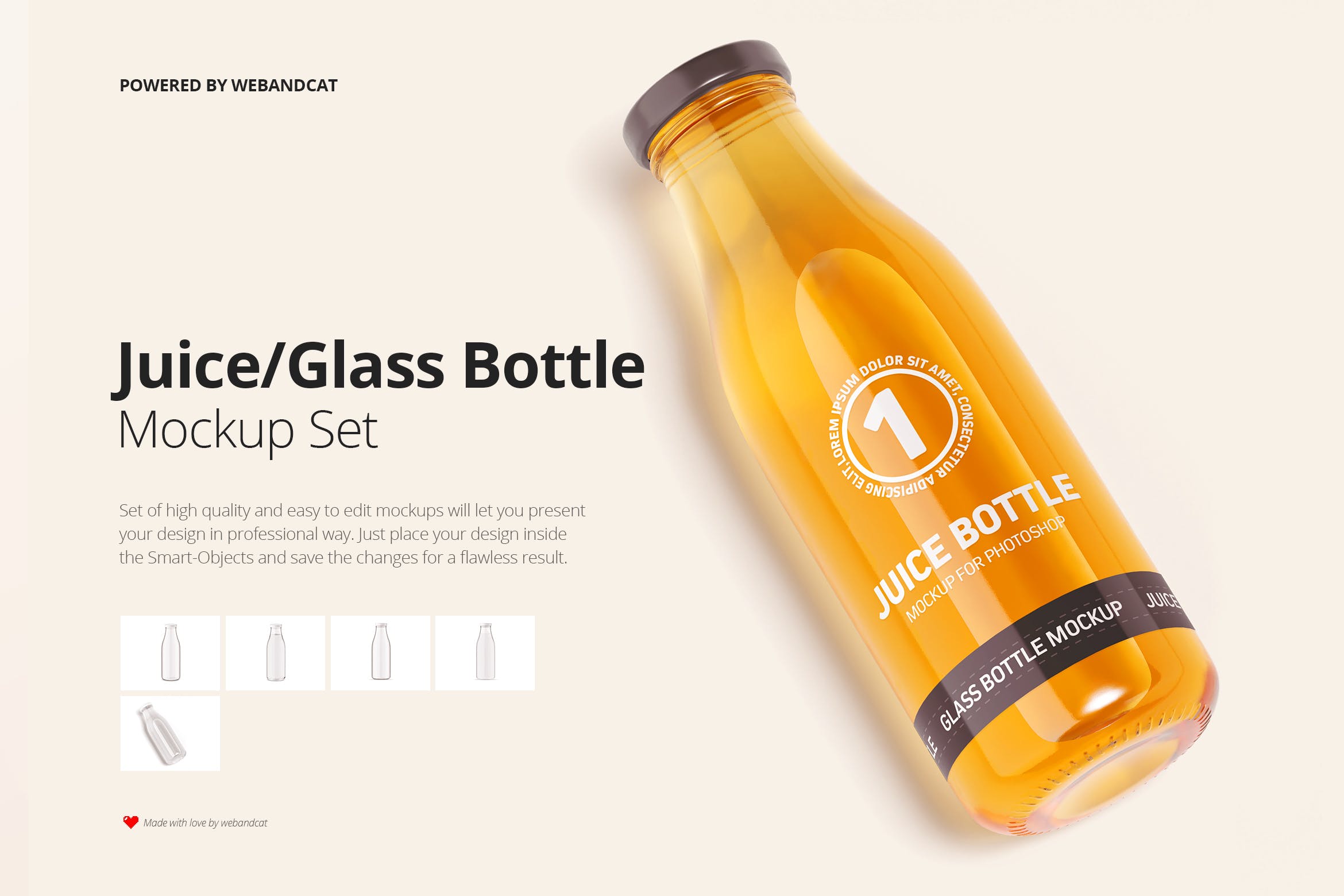 果汁牛奶玻璃瓶设计展示样机 Juice / Glass Bottle Mockup_img_2