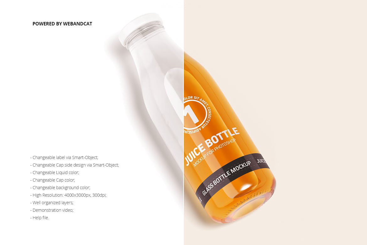 果汁牛奶玻璃瓶设计展示样机 Juice / Glass Bottle Mockup_img_2