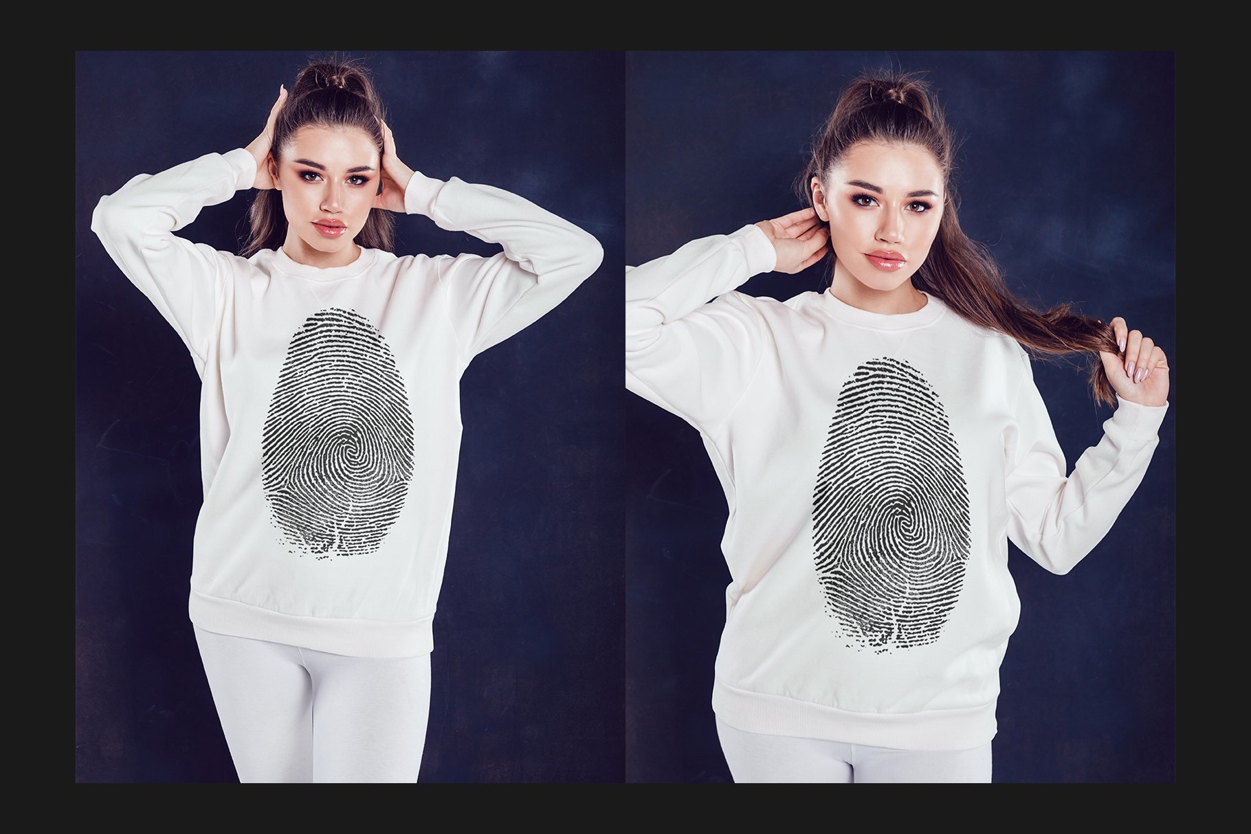 14款女孩圆领长袖运动衫印花设计展示样机模板 Sweatshirt Mockup Set_img_2