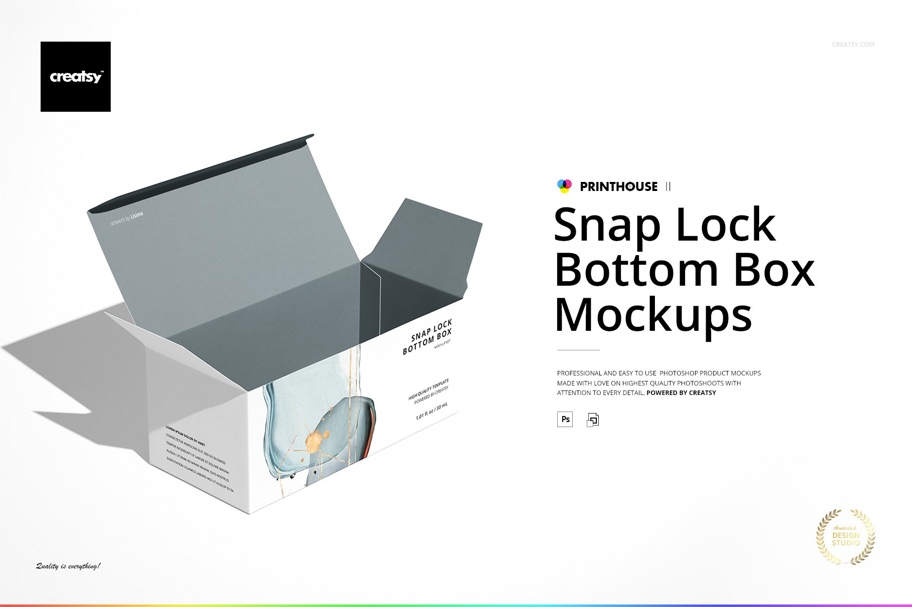 长矩形产品包装卡扣锁底纸盒样机集 Snap Lock Bottom Box Mockup Set_img_2