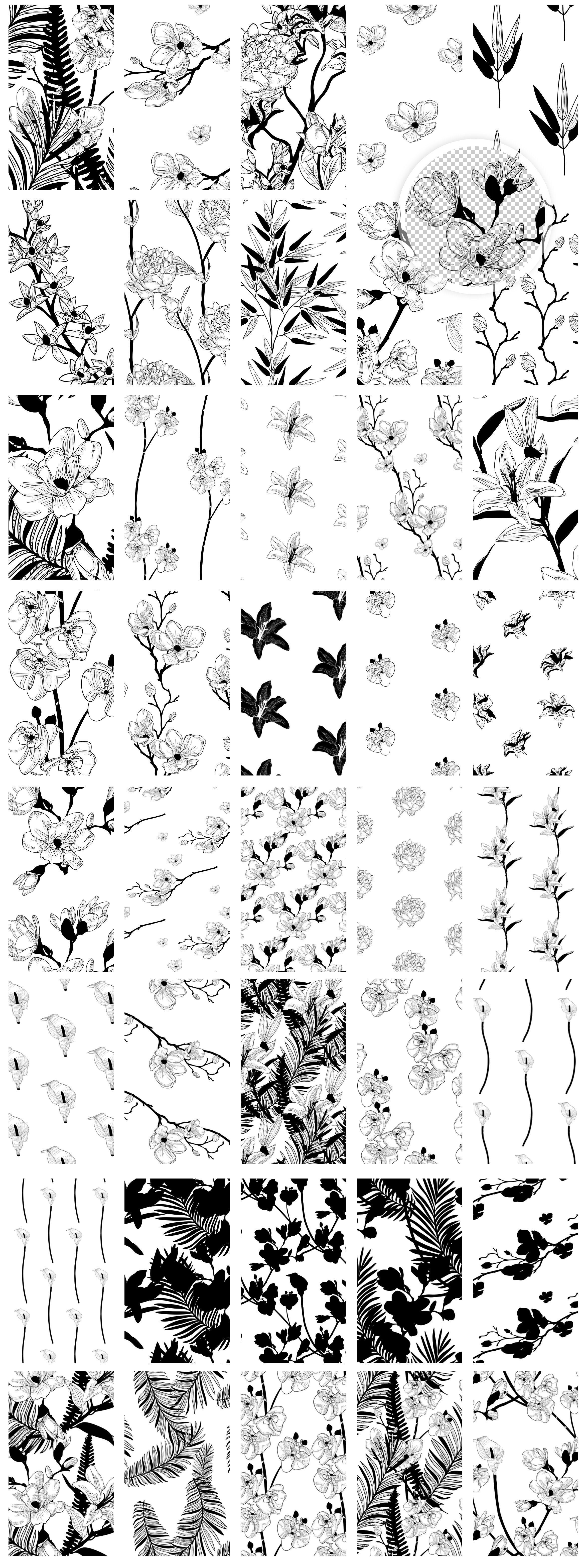 35款优雅花卉植物无缝隙矢量图案素材 35+ Patterns & 8 Instagram Templates_img_2