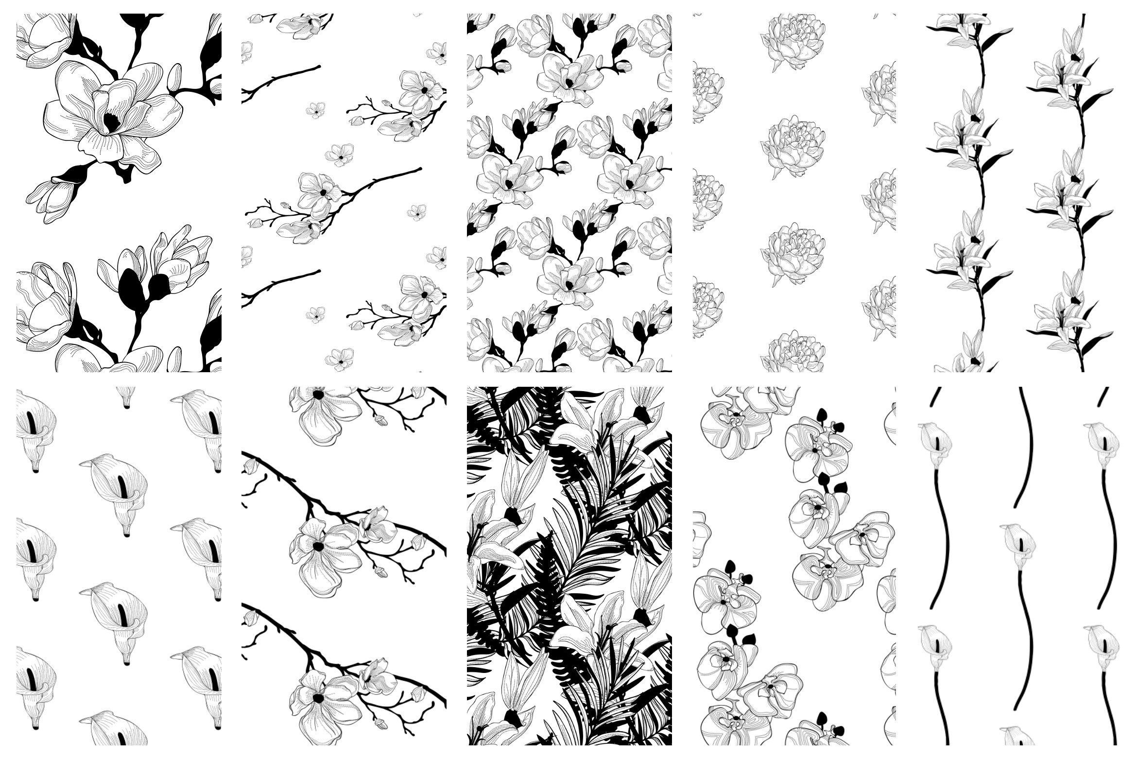 35款优雅花卉植物无缝隙矢量图案素材 35+ Patterns & 8 Instagram Templates_img_2