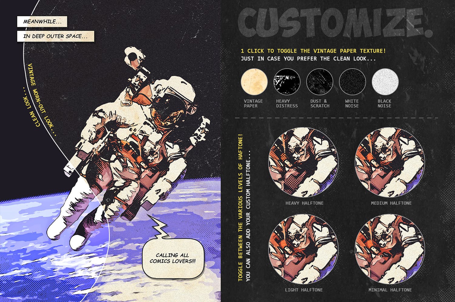 逼真复古手绘漫画效果照片后期处理特效PS动作 Retro Comic Book Photoshop Action Kit_img_2