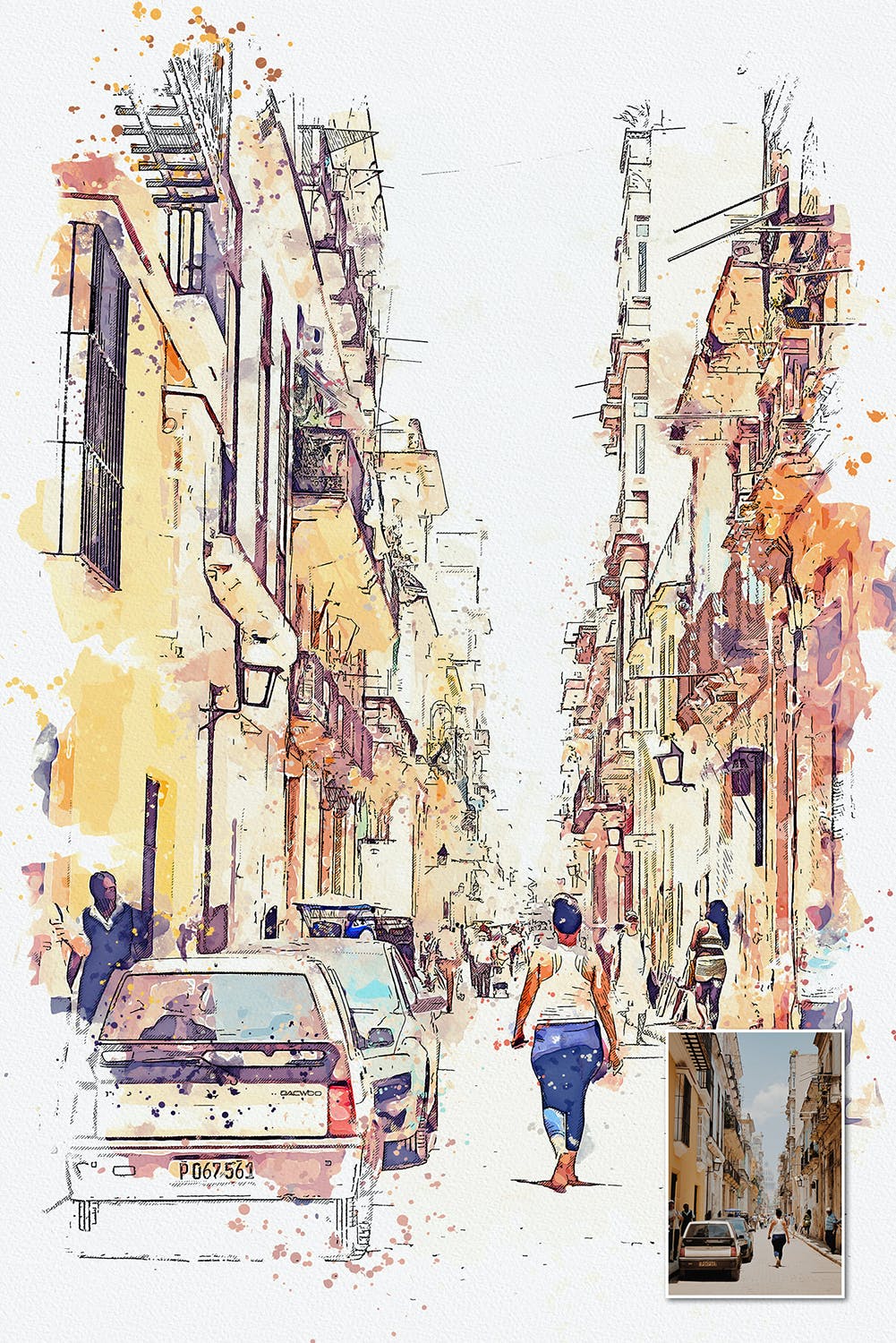 手绘水彩素描效果城市照片后期特效PS动作 Urban Sketch Photoshop Action_img_2