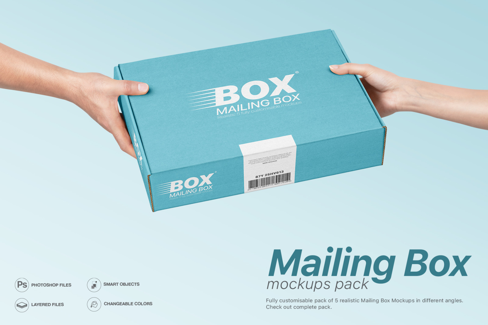 多角度快递包装纸盒外观设计展示样机 Mailing Box Mockups Set_img_2