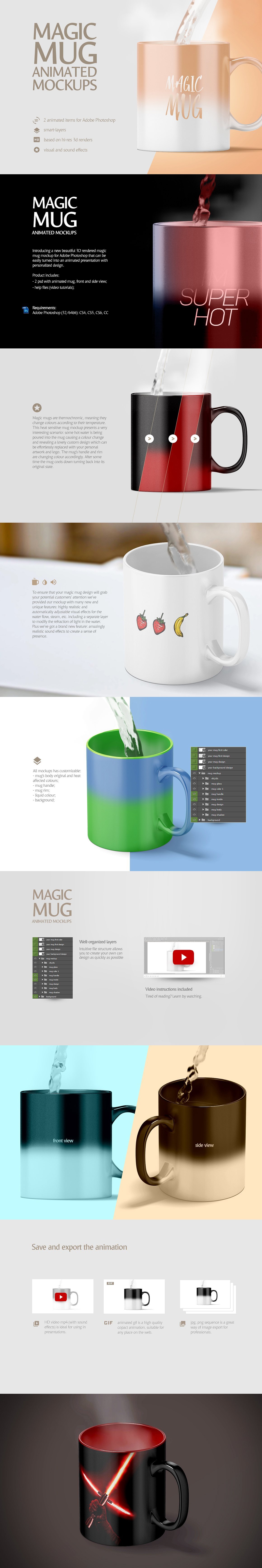 玻璃杯马克杯设计动态展示样机模板套装 Mug Animated Mockups Bundle_img_2