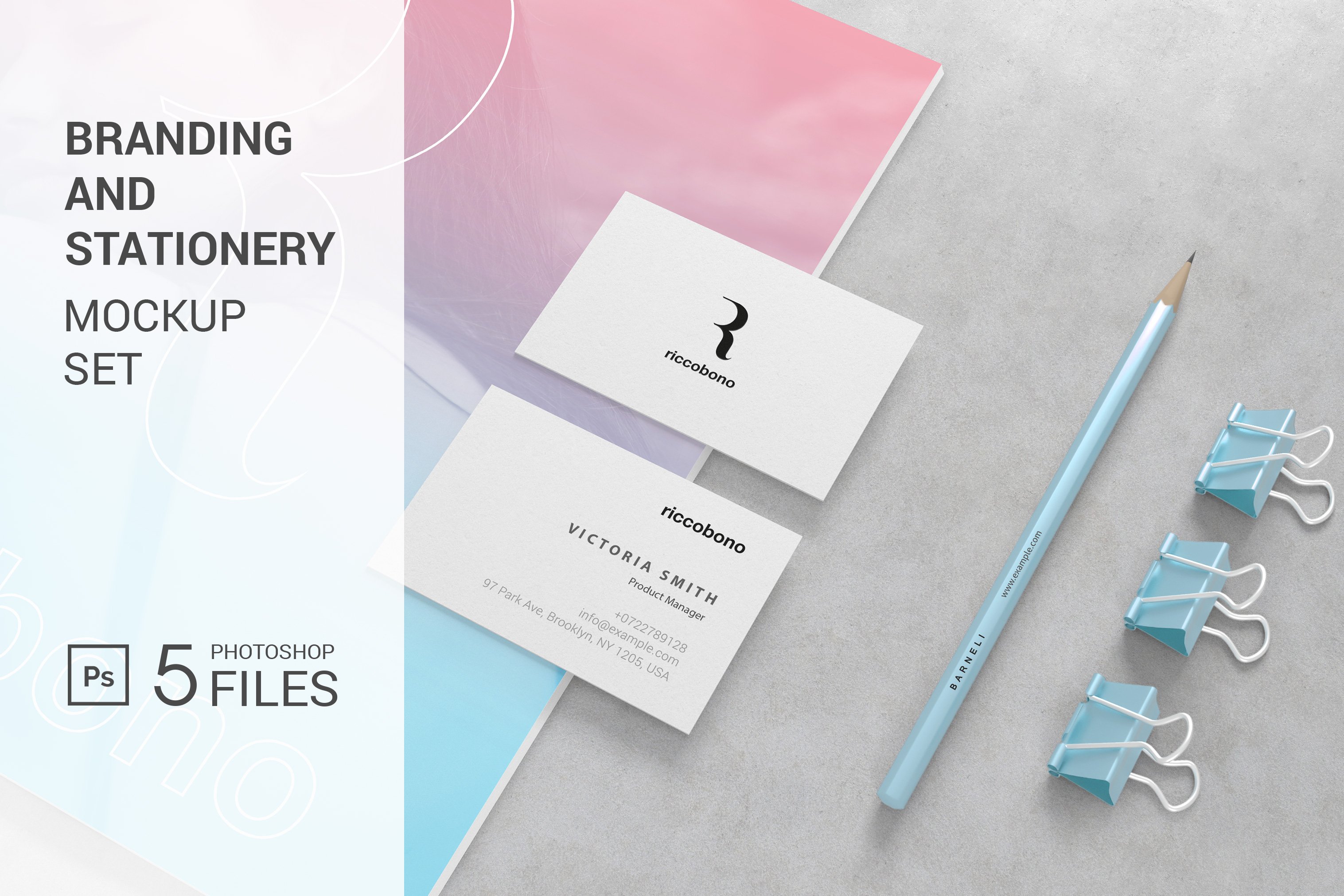 5款品牌VI设计办公用品展示样机 Branding And Stationery Mockup_img_2