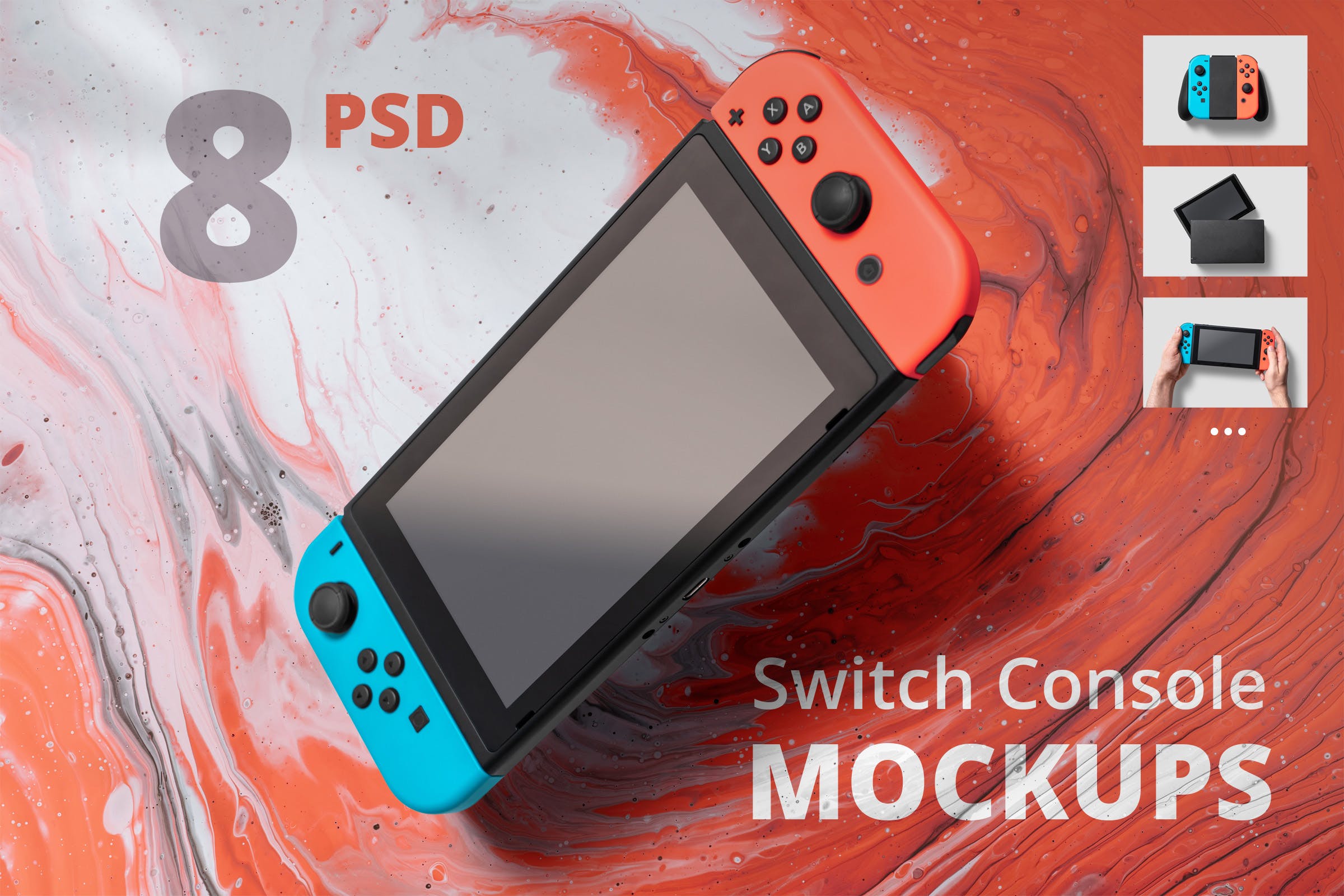 8款Wii U掌上游戏机游戏设计预览样机 8 Switch Console Mockups_img_2