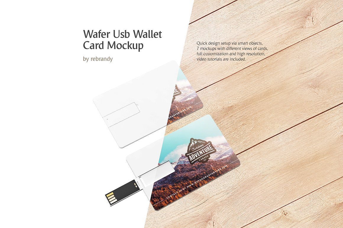 USB钱包卡片外观设计展示样机 Wafer USB Wallet Card Mockup_img_2