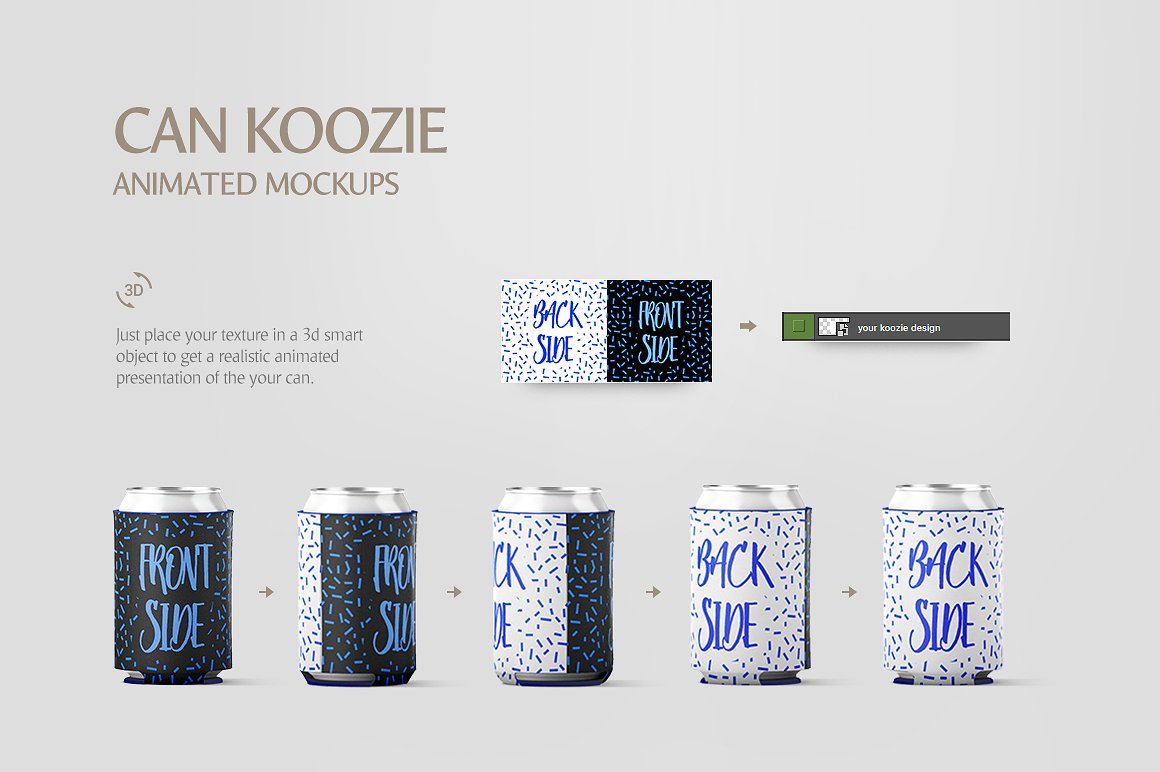 听装啤酒饮料易拉罐外观设计展示样机 Can Koozie Animated Mockup_img_2