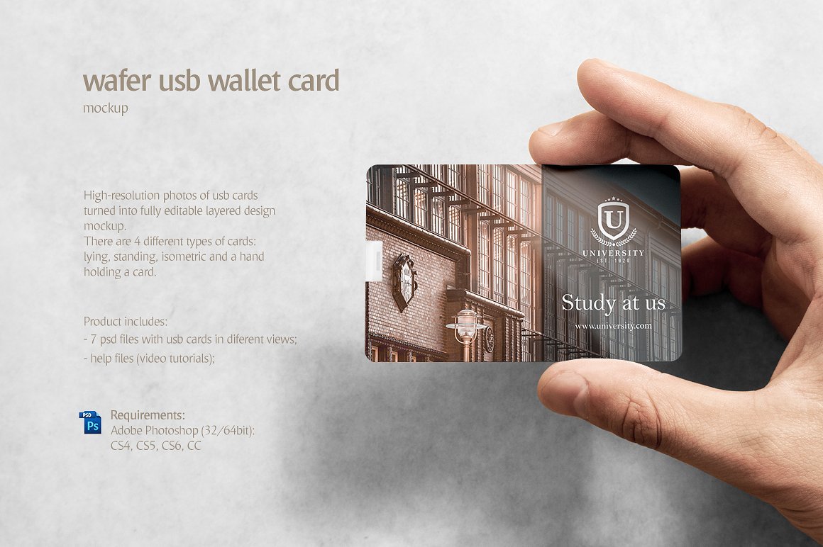 USB钱包卡片外观设计展示样机 Wafer USB Wallet Card Mockup_img_2