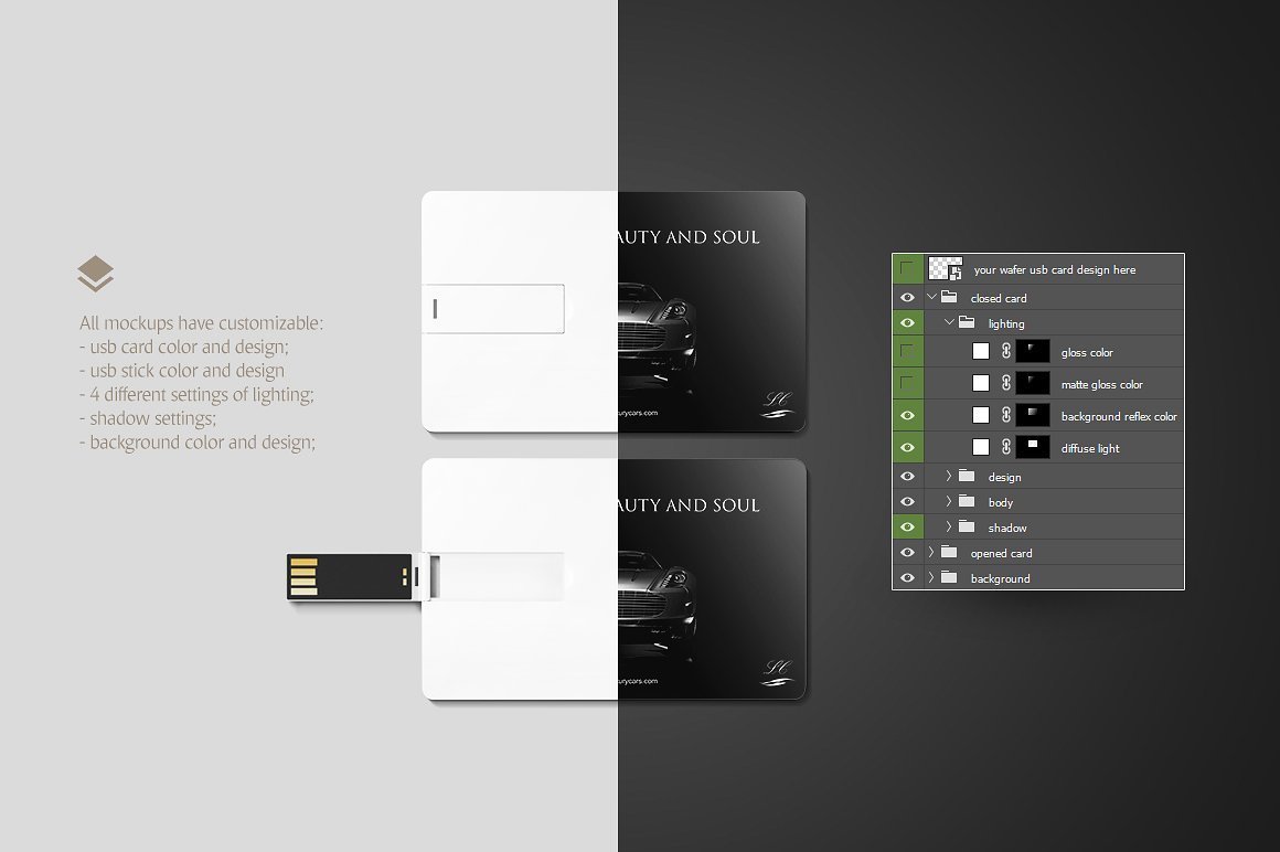 USB钱包卡片外观设计展示样机 Wafer USB Wallet Card Mockup_img_2