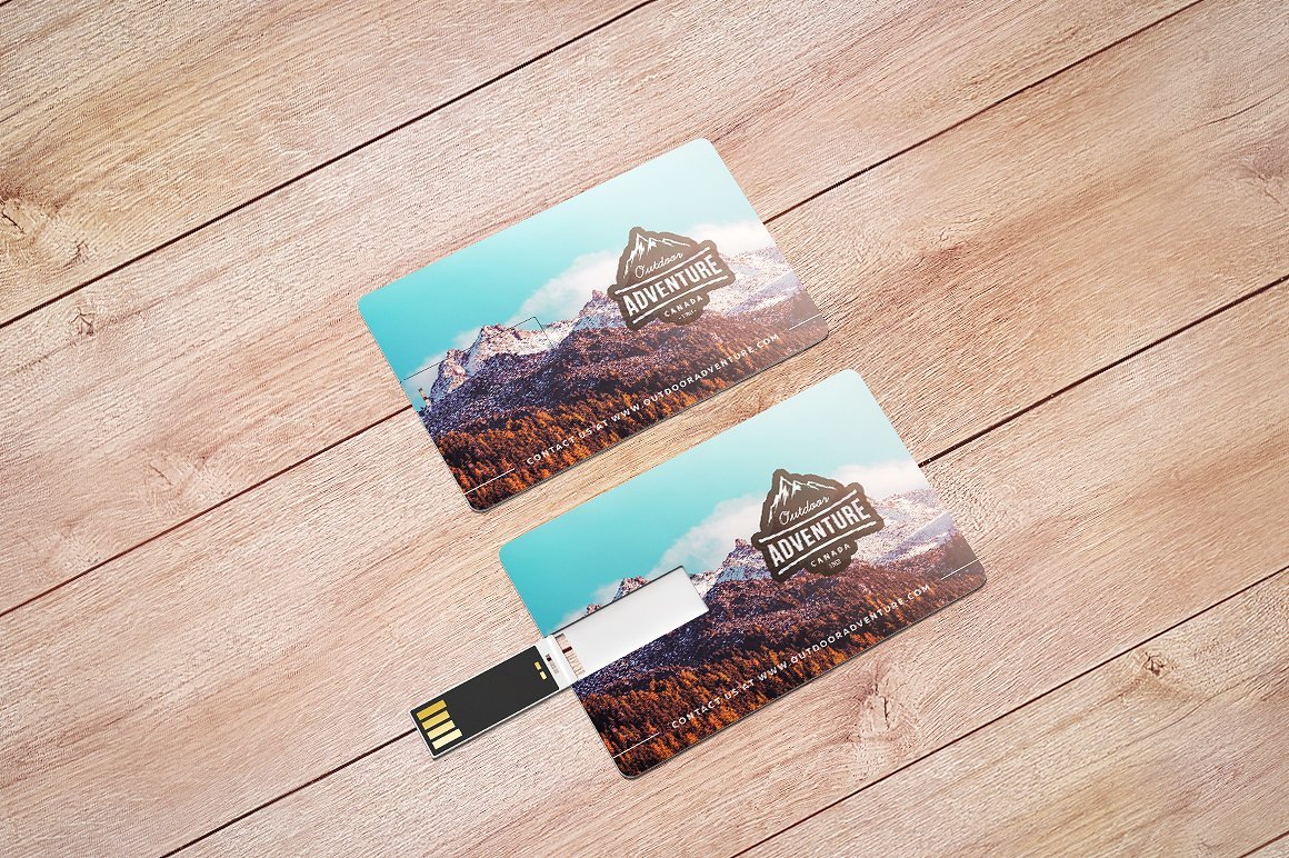 USB钱包卡片外观设计展示样机 Wafer USB Wallet Card Mockup_img_2