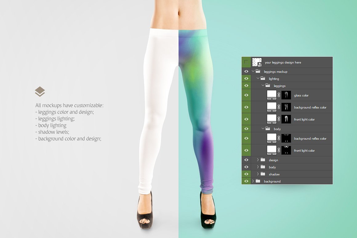 女生打底裤秋裤设计展示样机模板 Leggings Mockup_img_2