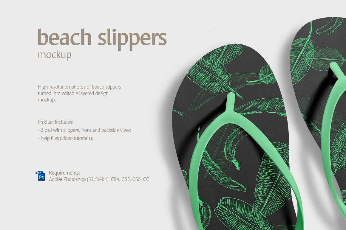 沙滩拖鞋凉拖设计样机模板 Beach Slippers Mockup_img_2