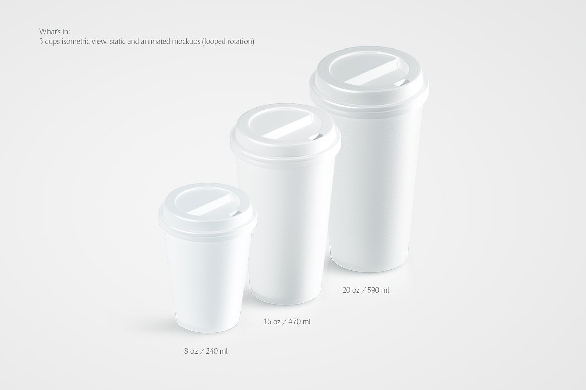 超大咖啡外卖一次性纸杯设计展示样机模板 Coffee Cup Animated Mockups Bundle_img_2