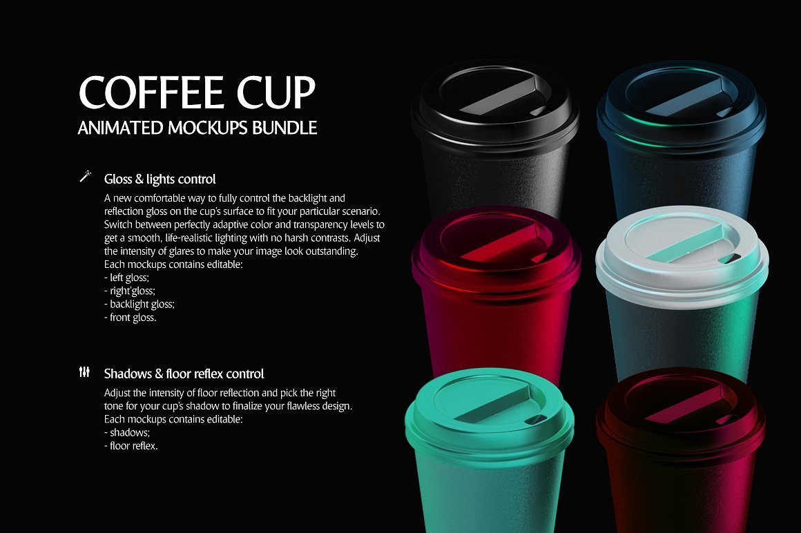 超大咖啡外卖一次性纸杯设计展示样机模板 Coffee Cup Animated Mockups Bundle_img_2