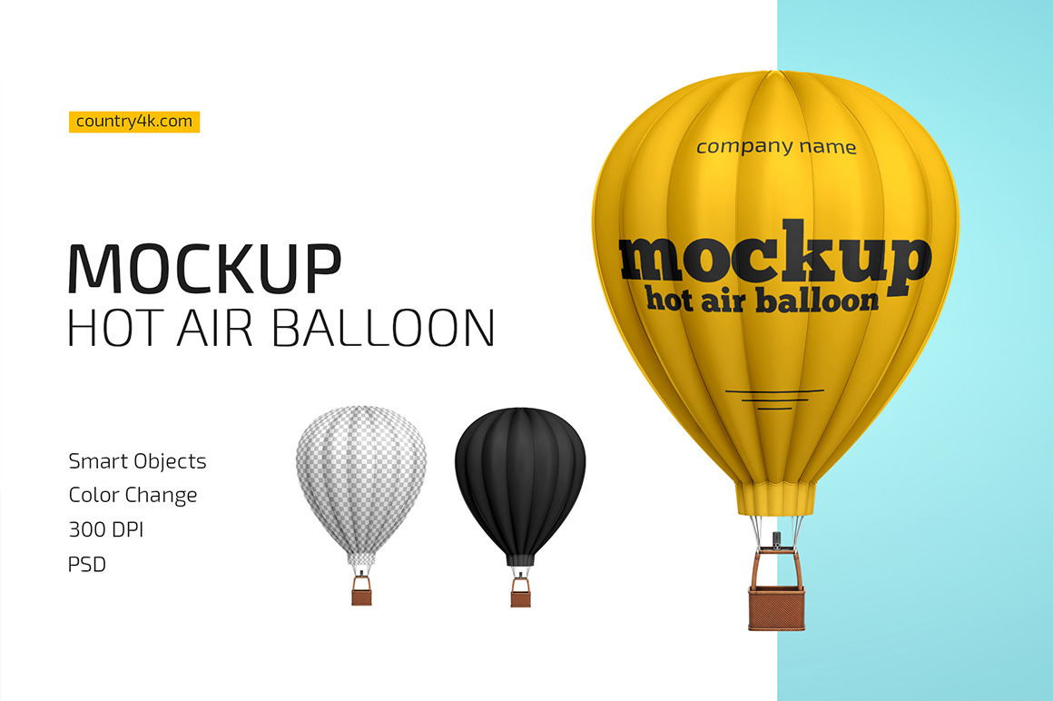 热气球外观印花设计展示样机模板 Hot Air Balloon Mockup_img_2