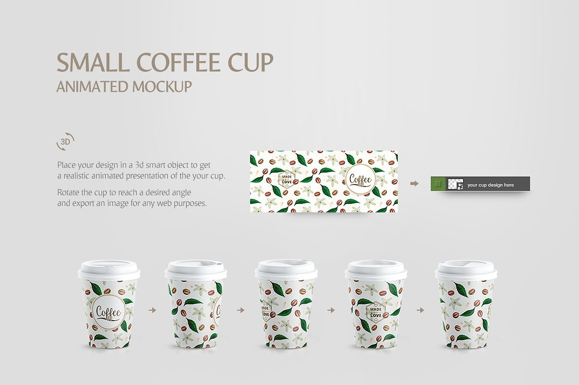 外卖咖啡杯设计视频动画展示样机模板 Small Coffee Cup Animated Mockup_img_2