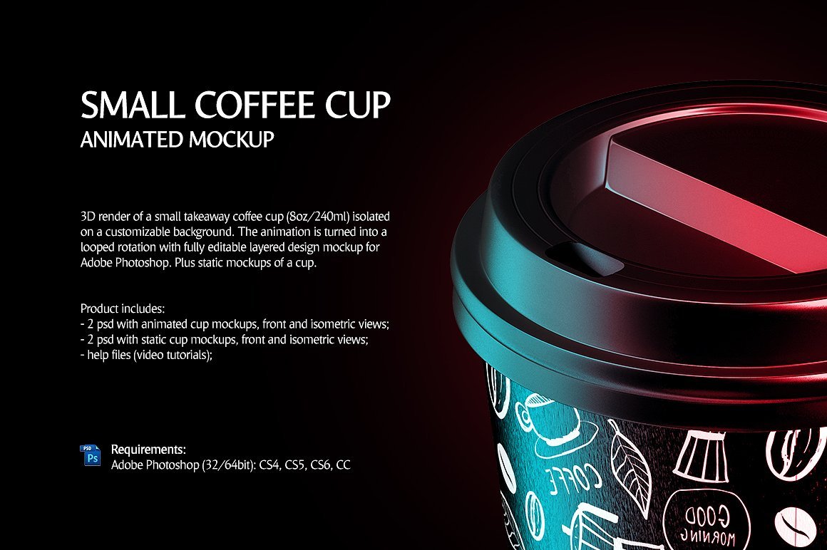 外卖咖啡杯设计视频动画展示样机模板 Small Coffee Cup Animated Mockup_img_2