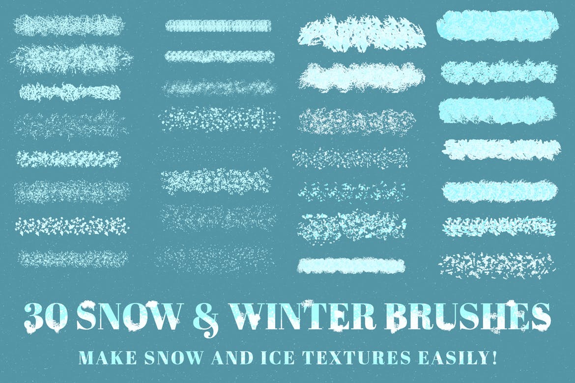 30个冬季雪花AI矢量笔刷素材 Snow And Winter Brushes For Adobe Illustrator_img_2